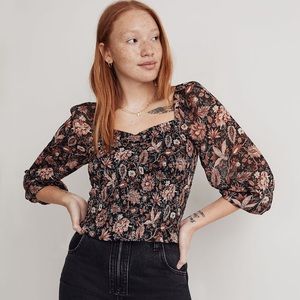 NWT Madewell Lucie Smocked Top in Floral